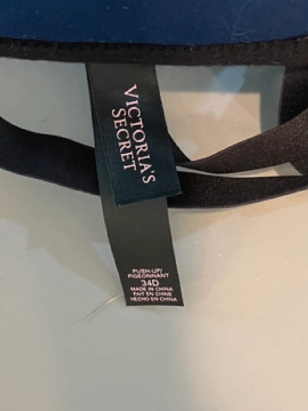Victoria's Secret Push Up Bra 34D Front closure navy black lace - Picture 9 of 10